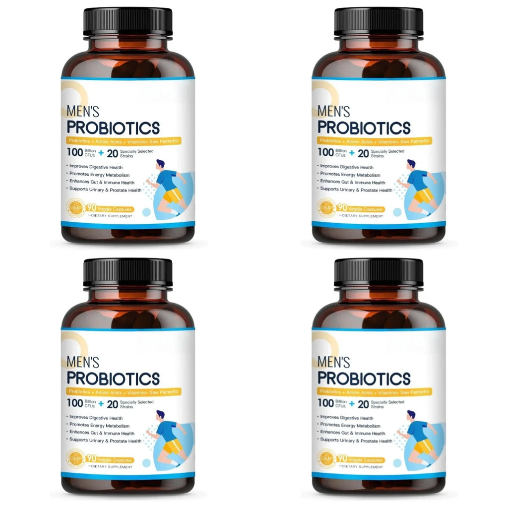 Men’s Probiotic Supplement 100 Billion CFU 20 Strains Prebiotics Digestive Enzymes Vitamins Gut Health Daily Wellness 90 Count