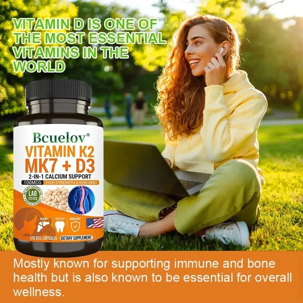 Natural Vitamin D3 K2 Softgels for Heart, Joint and Bone Health, D3 K2 Multivitamin Supplement