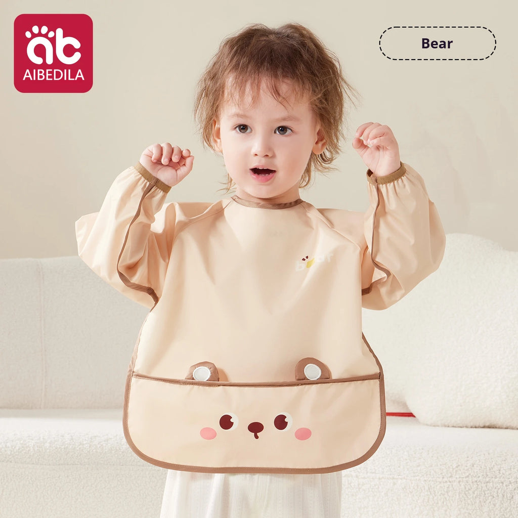 AIBEDILA Baby Eating Overalls Waterproof Children's Bibs Anti-Dressing Aprons Male Treasure Female Baby Food Supplement