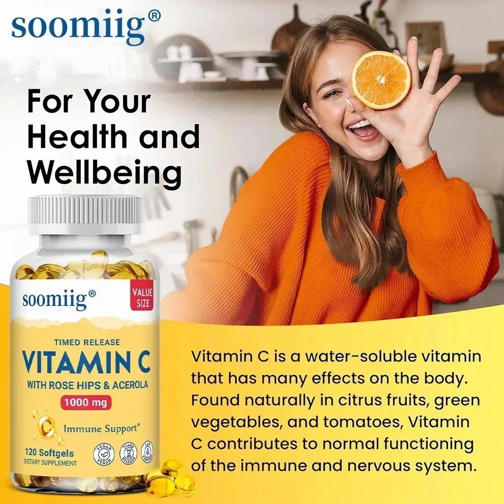 Vitamin C Capsules 1000mg - Immune System and Collagen Booster, Skin Health, Anti-aging Antioxidant Supplements