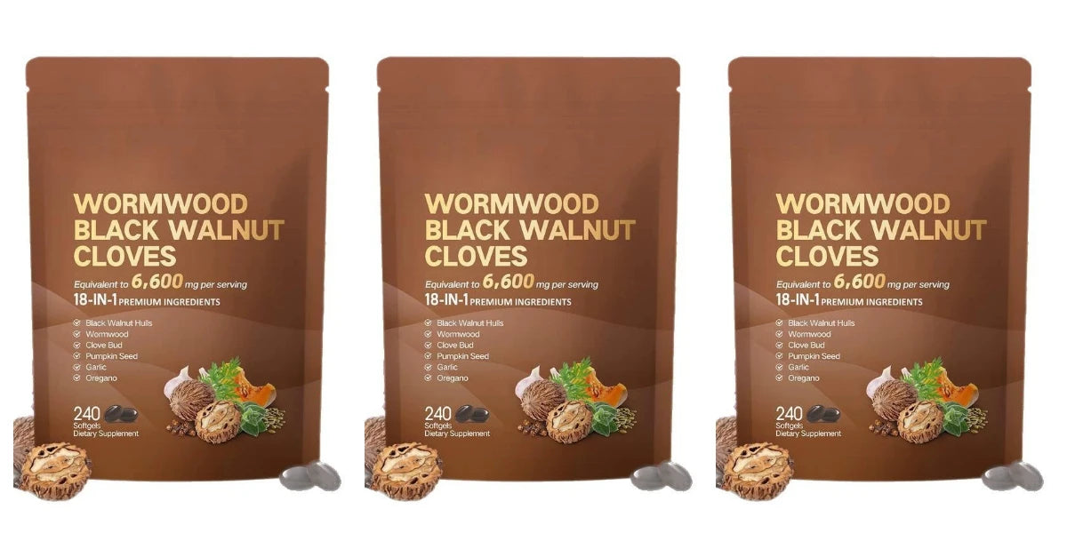 18-in-1 Wormwood Black Walnut Clove Softgels 6600mg Herbal Blend with Garlic Pumpkin Seed Oregano Daily Wellness 240 Softgels