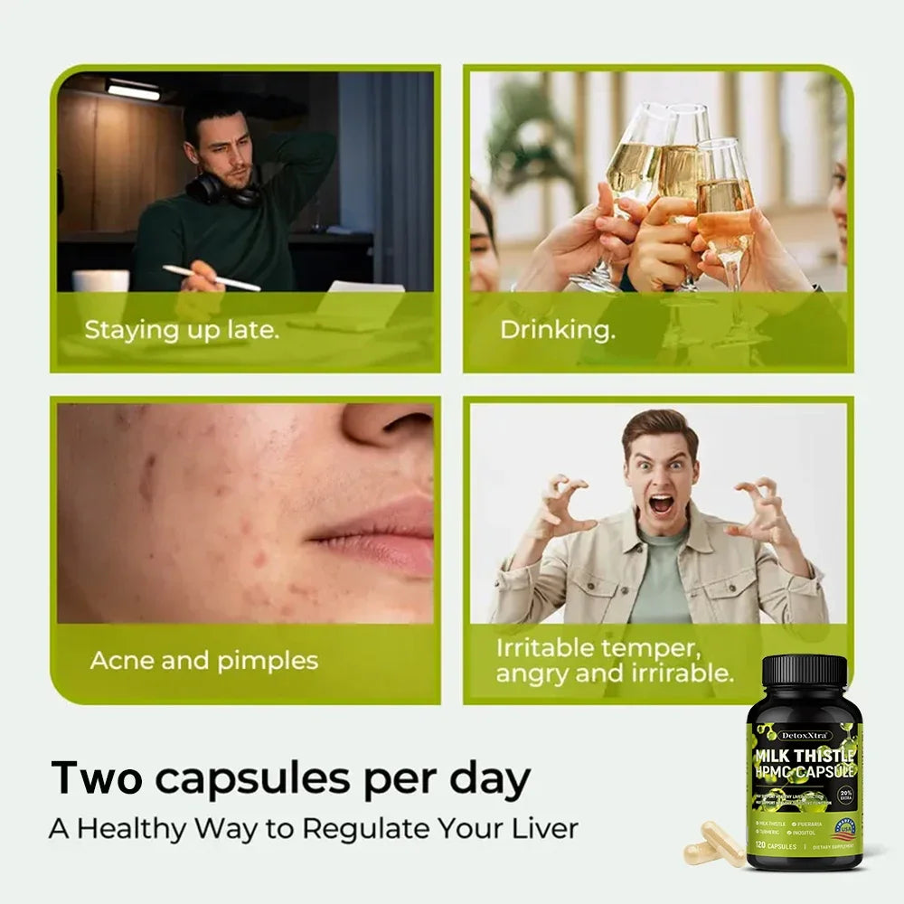 Milk Thistle Liver Cleanse Detox Health Supplement, Supports Healthy Liver Function Men & Women, Boosts Immunity, Antioxidant