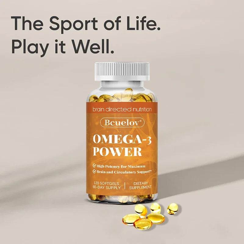 Omega-3 Fish Oil - High-Potency EPA & DHA Supplement for Men & Women, Supports Heart, Joint, Brain Health, Non-GMO, Gluten-Free
