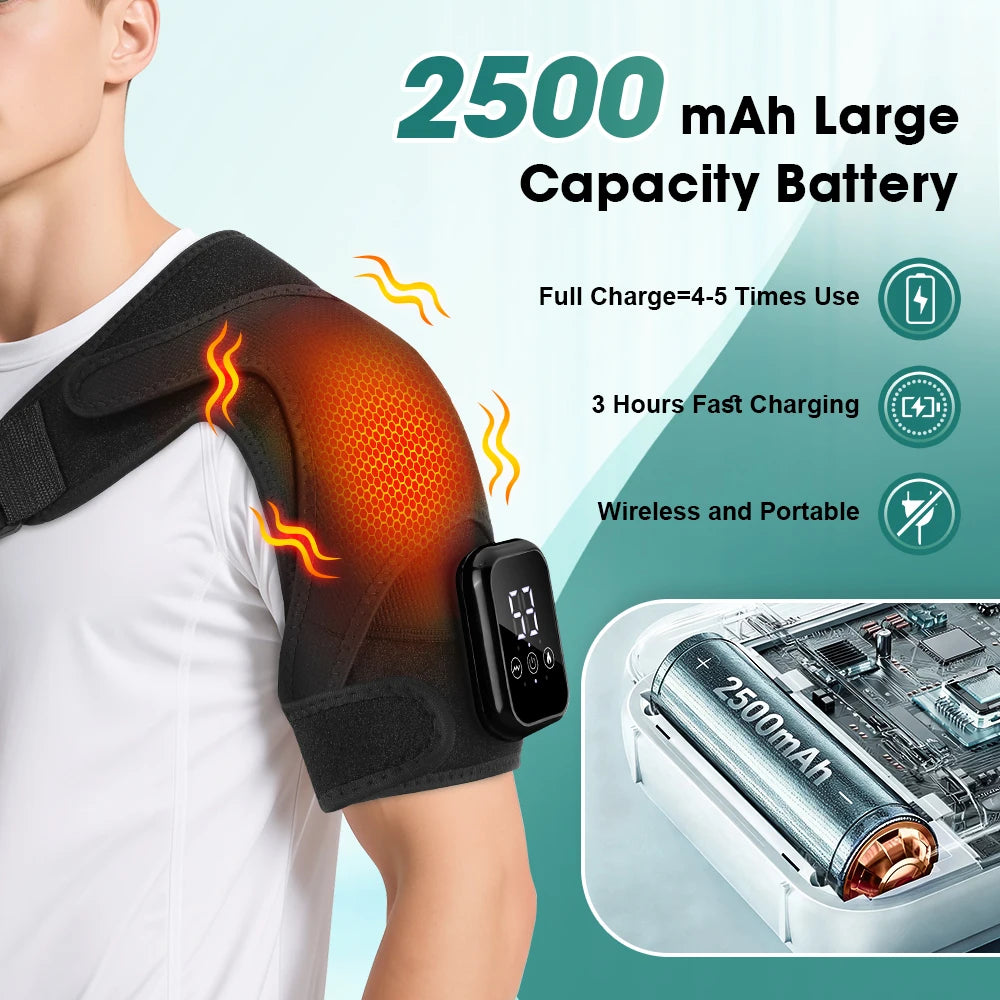 Electric Heating Shoulder Brace Vibration Hot Compress Shoulder Massage Support Belt Strap For Joint Brace Care Muscle Relaxatio