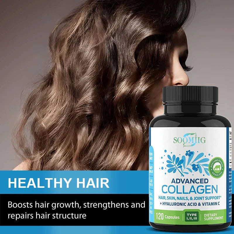 Multi Collagen Capsules, Hydrolyzed Collagen Supplement for Hair Skin Nails Joint & Bone Health, Anti-Aging Antioxidant Support
