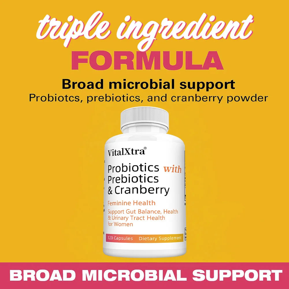 Probiotics for Women with Prebiotics, Cranberry & Vitamin C - 120 Capsules, Support Gut Balance, Health & Urinary Tract Health