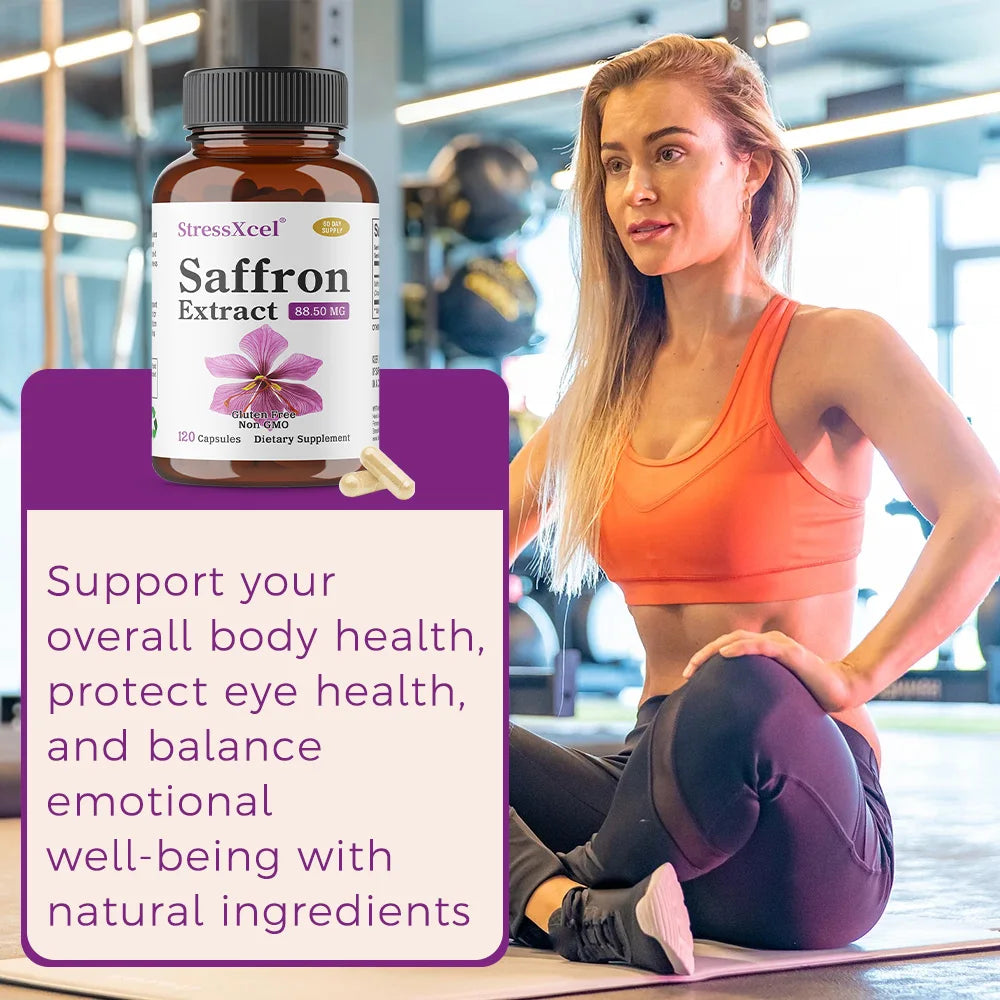 Saffron Extract Capsules, Antioxidant Daily Wellness Supplement, Improve Eye Health, Promotes Blood Circulation & Metabolism