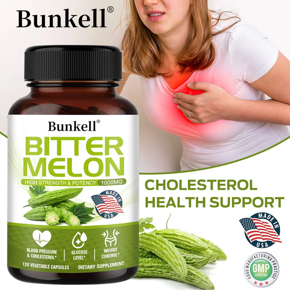 Natural Bitter Melon Extract Capsules 1000mg, Plant Supplement, Support Weight Management, Metabolic Health & Daily Body Balance