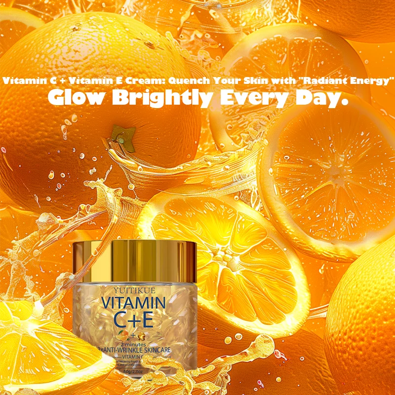 YUITIKUE Vitamin C + E Anti-Wrinkle Capsules - 60g 2-Minute 3x Anti-Aging Skincare for Smooth, Firm & Glowing Skin