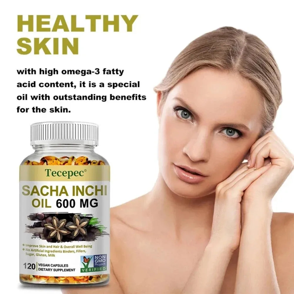 Sacha Inchi Oil Supplement - Promotes Brain and Joint Health, Helps Lower Cholesterol, Antioxidants, support Immune System