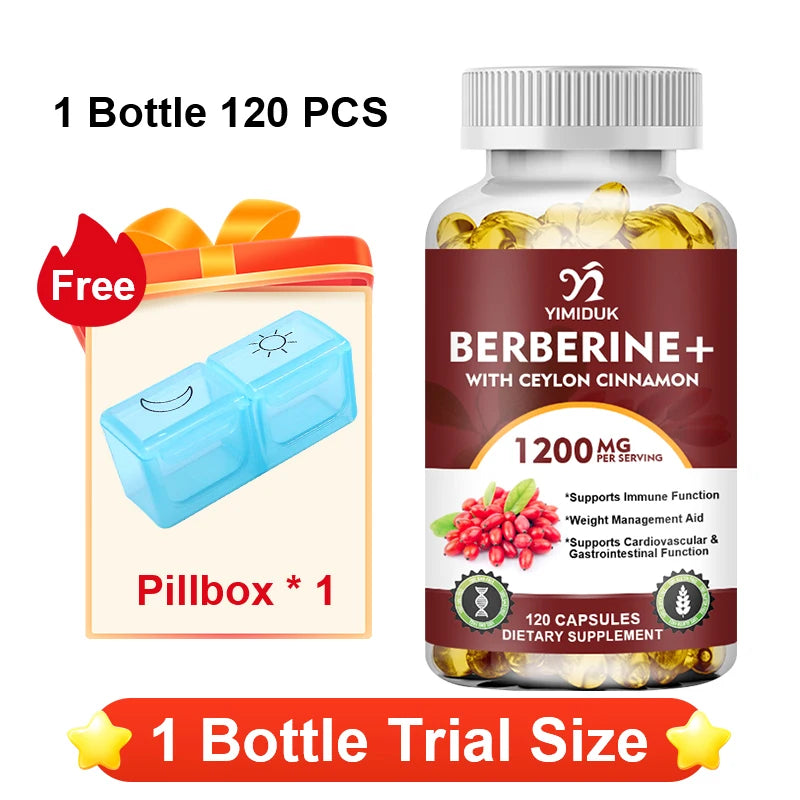 Premium Berberine + Ceylon Cinnamon Supplement, Supports Cardiovascular Health, Glucose Balance, Immunity & Digestive Wellness