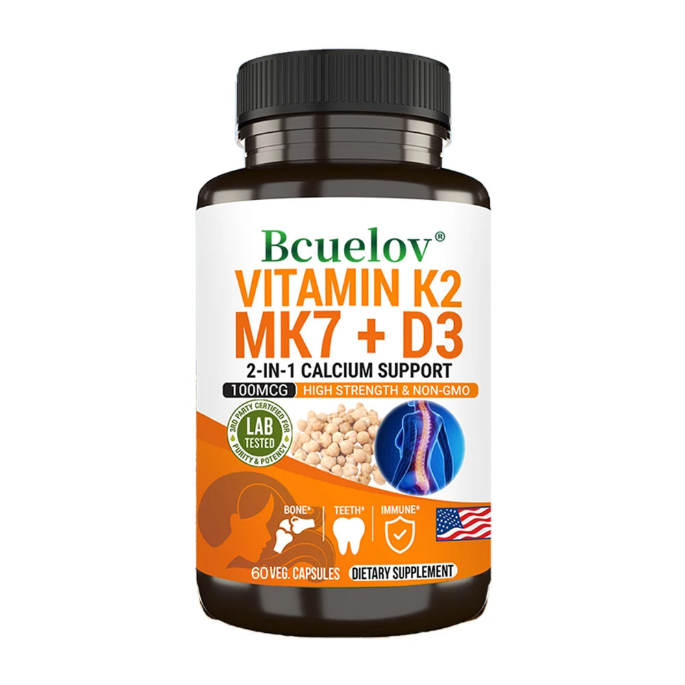 Natural Vitamin D3 K2 Softgels for Heart, Joint and Bone Health, D3 K2 Multivitamin Supplement