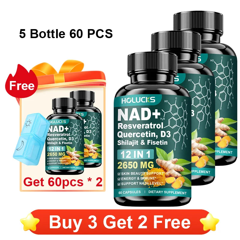 High Potency NAD+ Supplement, with Quercetin, Fisetin, Support Daily Vitality, Skin & Nails Health, Immune, Overall Well-Being
