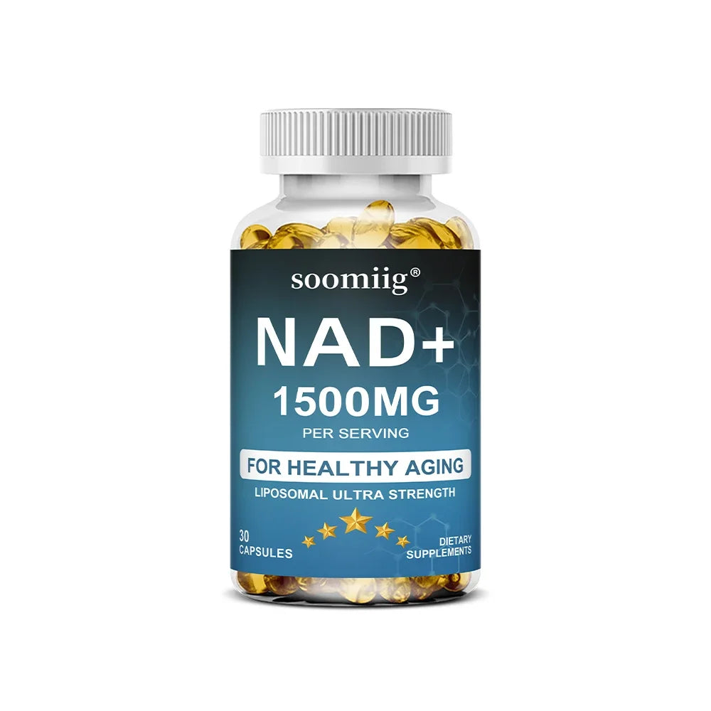 NAD+ Supplement-with Trans-Resveratrol, Support Skin Health, Cell Repair, Brain Cognition, Anti-Aging, Antioxidant, 120 Capsules