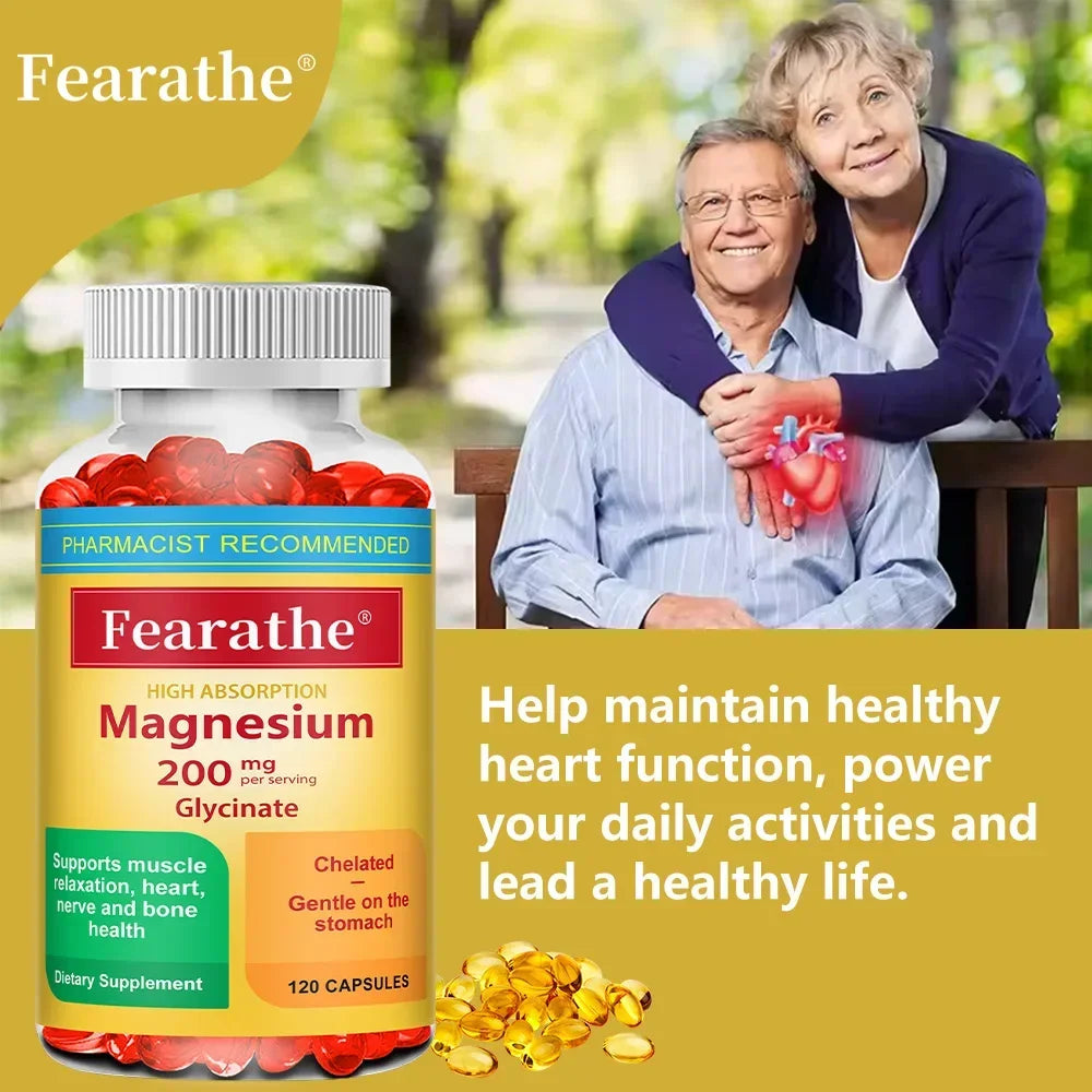 200 Mg Magnesium Glycinate Capsules To Improve Sleep Quality, Support Joint and Bone Marrow Health, and Boost The Immune System