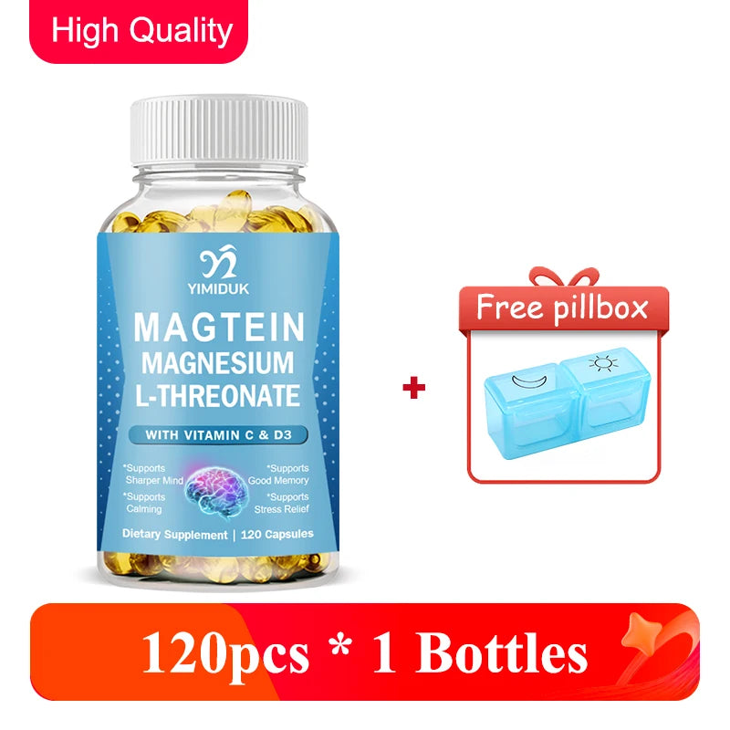 Magnesium L-Threonate Capsules With Vitamin C, Support Focus, Calming Sleep & Brain Health Formula, Men & Women
