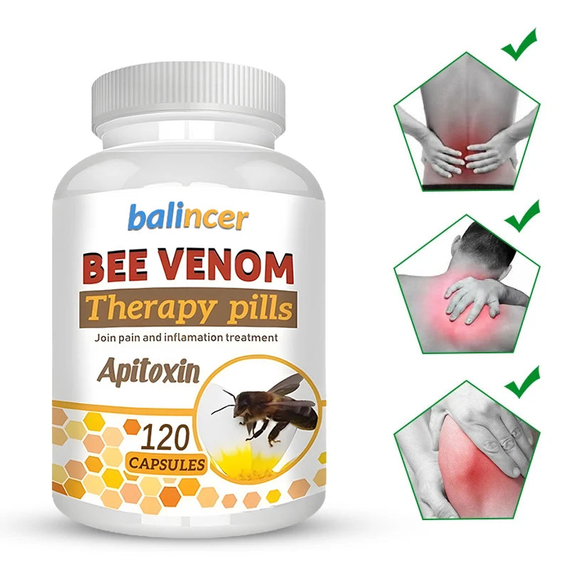 Premium Bee Venom Extract Capsules, Immune Boosting, Antioxidant, Joint and Bone Supplement, Non-GMO, 120 Capsules