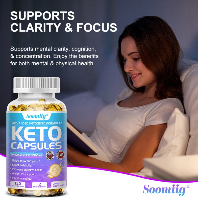 Keto Capsules Supplement for Keto Diet, Boost Fat Metabolism, Weight Management, Detoxification, Energy & Mental Focus