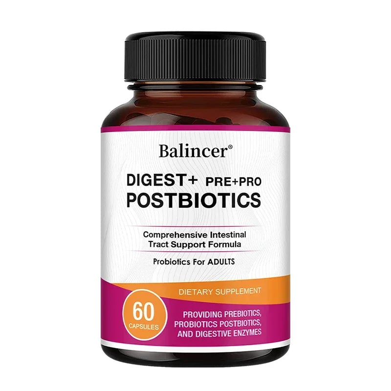 Postbiotics Digestive Enzymes Supplement - Gas & Bloating Relief, Digestion and Intestinal Health for Adults Men and Women