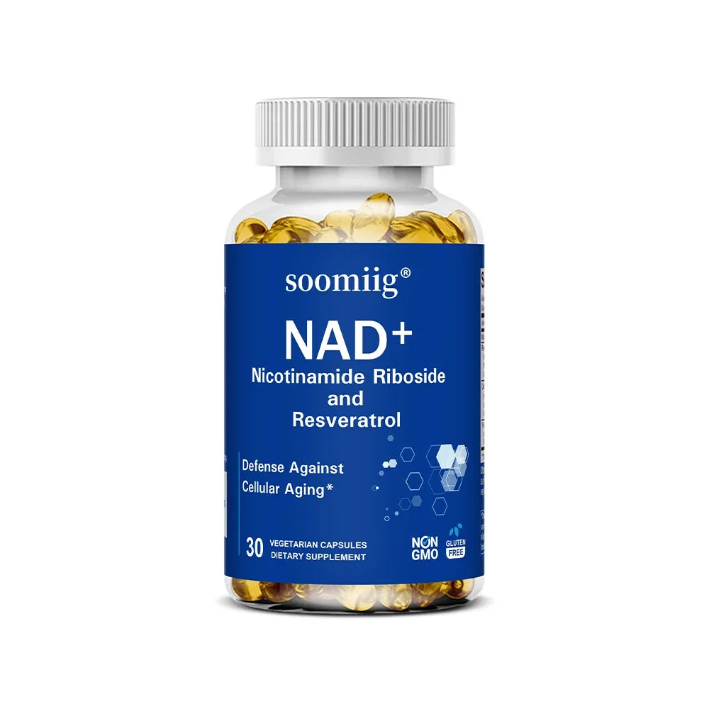 NAD Supplement - with Nicotinamide Riboside & Resveratrol, Natural Energy, Cellular Health, Anti Aging, Enhance Immunity