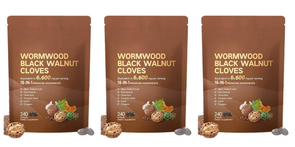 18-in-1 Wormwood Black Walnut Clove Softgels 6600mg Herbal Blend with Garlic Pumpkin Seed Oregano Daily Wellness 240 Softgels