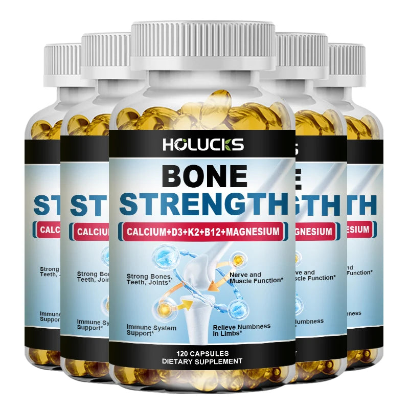 Bone Strength Complex with Calcium, D3, K2 & Magnesium, Supports Healthy Bones, Joint Mobility & Muscle Function for Adults
