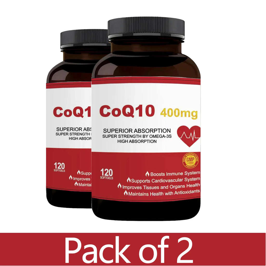 CoQ10 400mg with Omega-3, Antioxidant Supplement for Heart & Energy Health, Cellular Energy Support, Extra Strength Coenzyme Q10
