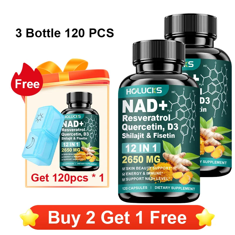 High Potency NAD+ Supplement, with Quercetin, Fisetin, Support Daily Vitality, Skin & Nails Health, Immune, Overall Well-Being
