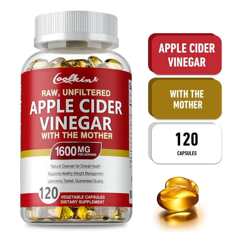 Apple Cider Vinegar Capsules - Supplement B Vitamins, Weight Management, Detox, Relieve Bloating and Constipation, Fat BurnerSup