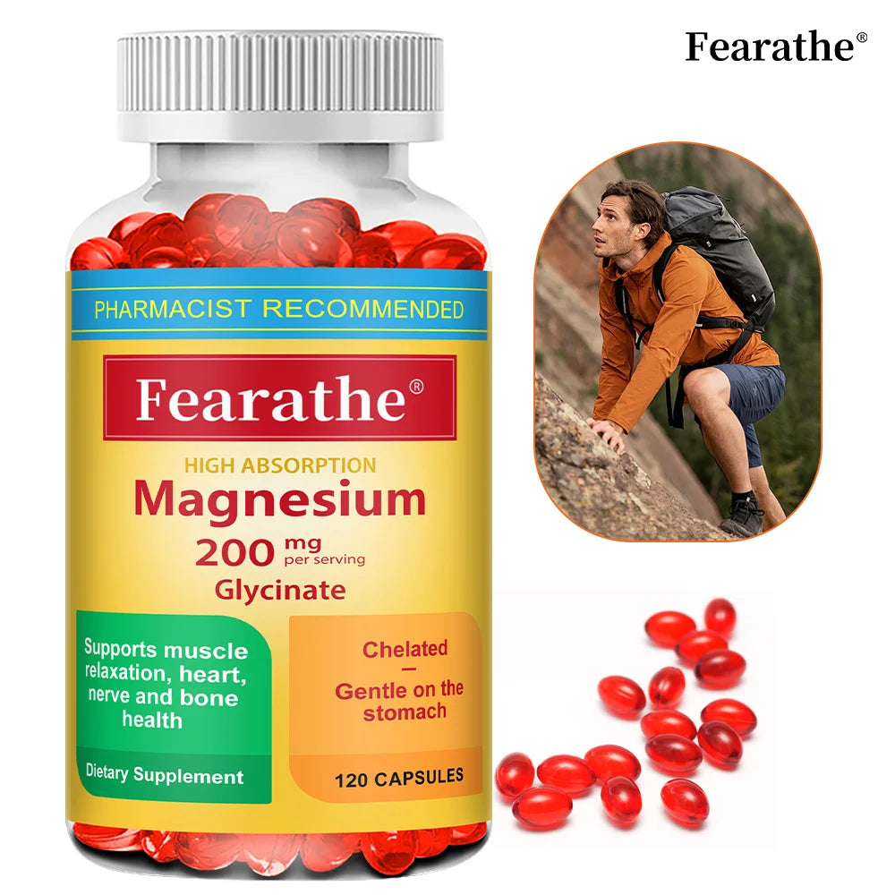200 Mg Magnesium Glycinate Capsules To Improve Sleep Quality, Support Joint and Bone Marrow Health, and Boost The Immune System