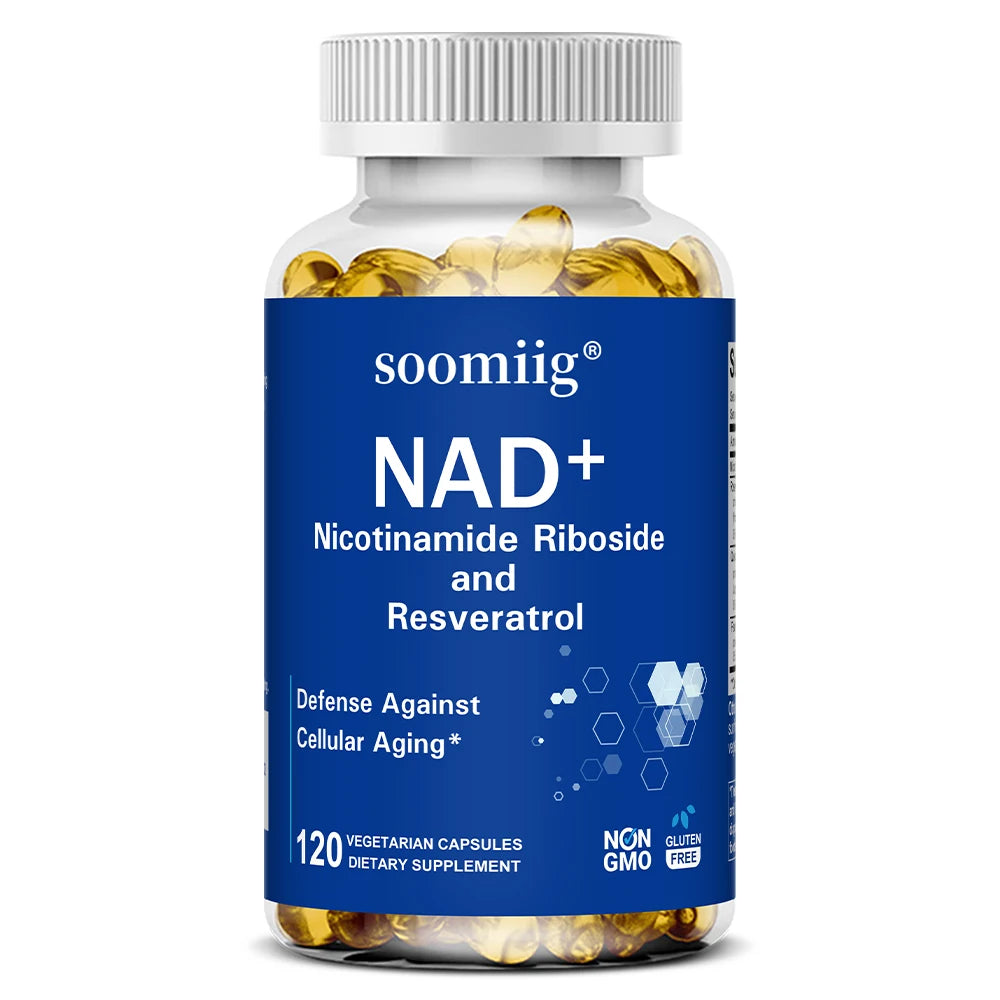 NAD Supplement - with Nicotinamide Riboside & Resveratrol, Natural Energy, Cellular Health, Anti Aging, Enhance Immunity