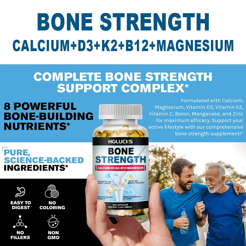 Calcium & Magnesium Supplement with Vitamin D3 K2, Supports Bone Density, Muscle Function, Joint Flexibility & Long-Term Health