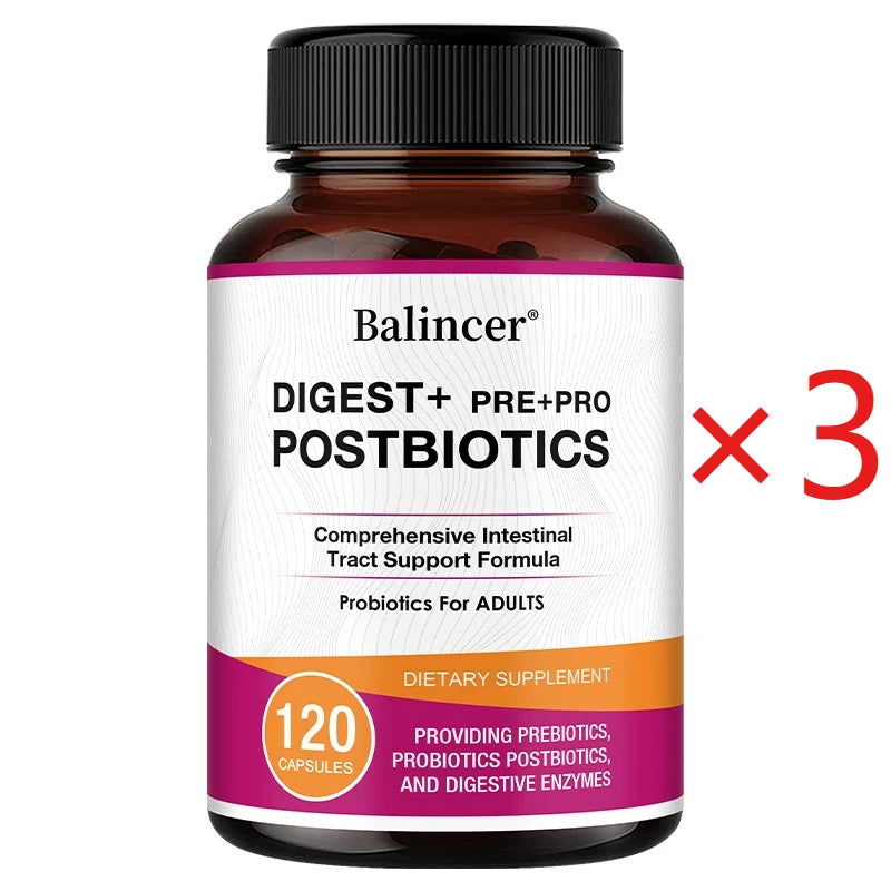 Postbiotics Digestive Enzymes Supplement - Gas & Bloating Relief, Digestion and Intestinal Health for Adults Men and Women