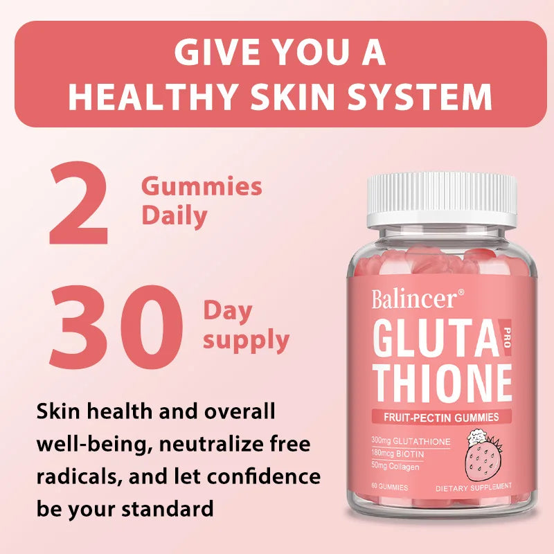 Glutathione Collagen Gummies, Brightening and Anti-aging, Supports Hair, Skin and Nail Health, Glutathione Supplement for Aldult