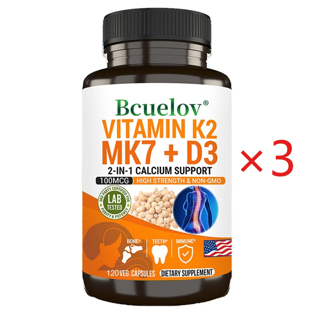 Natural Vitamin D3 K2 Softgels for Heart, Joint and Bone Health, D3 K2 Multivitamin Supplement