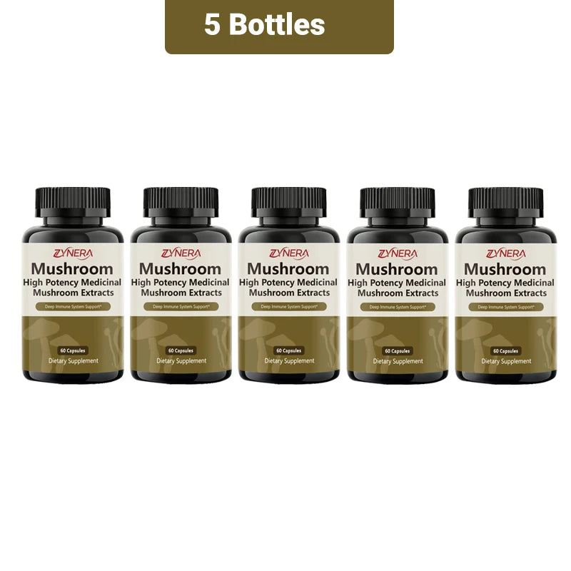 Mushroom Complex Capsules Supplement Support Immunity and Focus Health Boost Memory Protect Brain Nerves for men women stressful