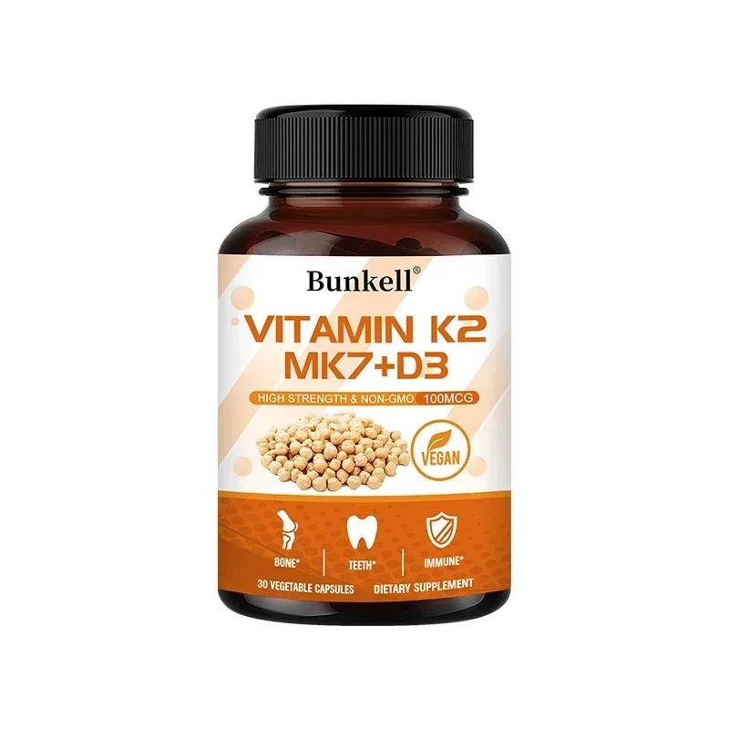 Vitamin K2 MK7 and Vitamin D3 Supplement Capsules, Support Bone Immunity, and Heart Health, Promote Calcium Absorption