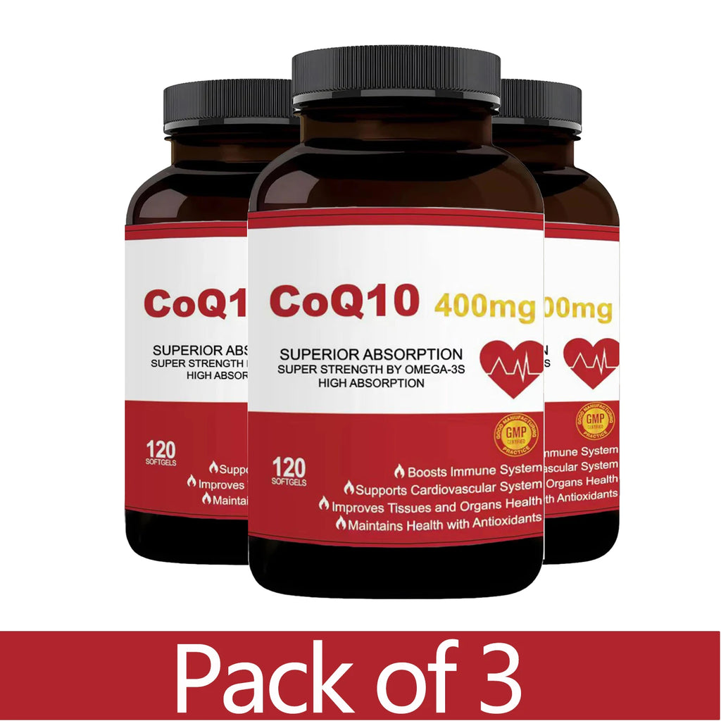 CoQ10 400mg with Omega-3, Antioxidant Supplement for Heart & Energy Health, Cellular Energy Support, Extra Strength Coenzyme Q10