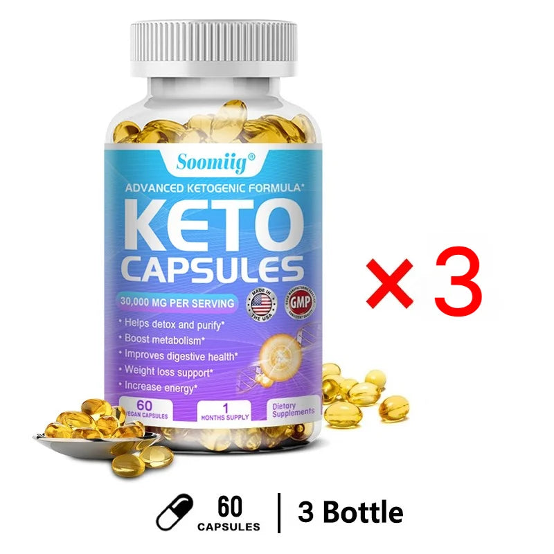 Keto Capsules Supplement for Keto Diet, Boost Fat Metabolism, Weight Management, Detoxification, Energy & Mental Focus
