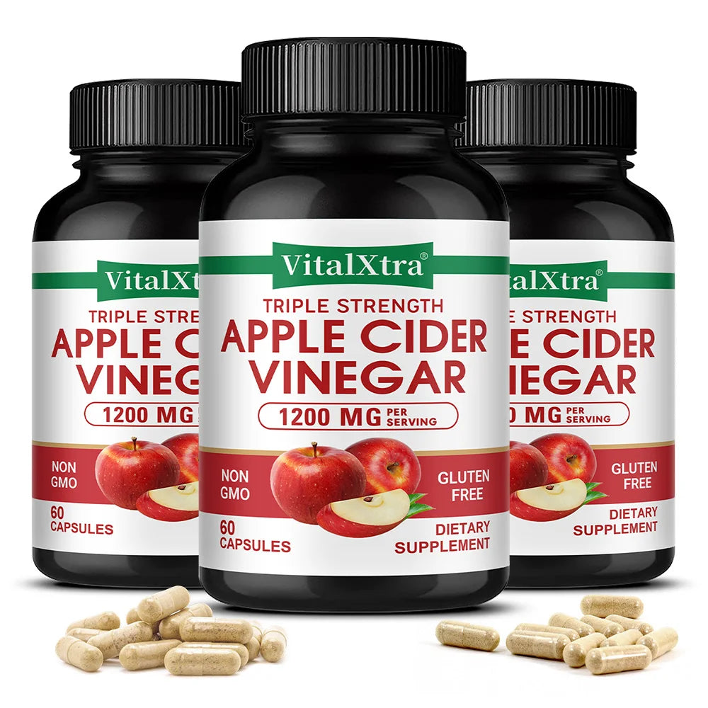 Apple Cider Vinegar Supplement - Promote Metabolism and Digestion, Detox, Gut and Immune Health, 120 Vegan Capsules