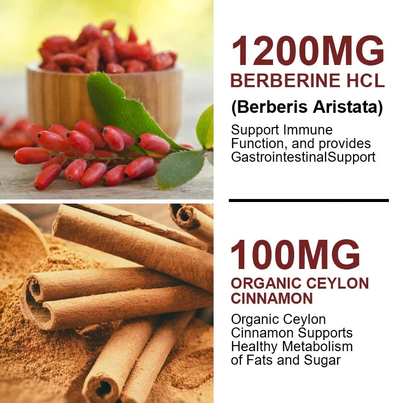 YIMIDUK Berberine Supplement, with Cinnamon & Bitter Melon, Support Heart Health, Weight Management, Cognitive Clarity