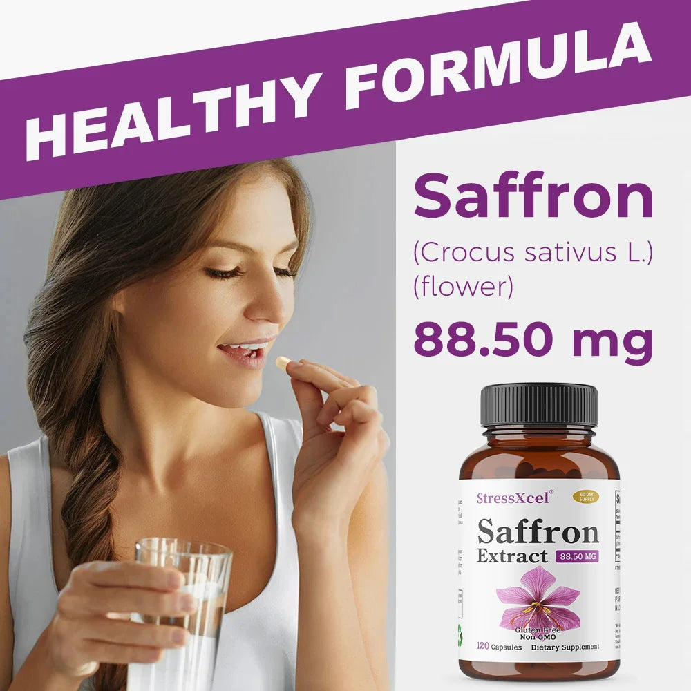Saffron Extract Capsules, Antioxidant Daily Wellness Supplement, Improve Eye Health, Promotes Blood Circulation & Metabolism