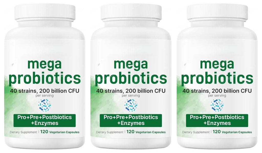 Probiotics Capsules 200 Billion CFU 40 Strains Prebiotics Digestive Enzymes Gut Health Supplement 120 Veg Capsules Men Women