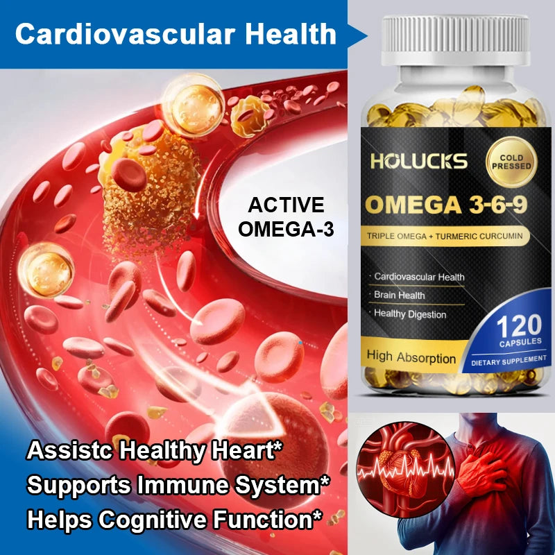 Buy 1 Get 1 Free! Omega 3-6-9 Supplement, Supports Heart & Brain Health, Skin Vitality, Immune Function & Daily Body Balance