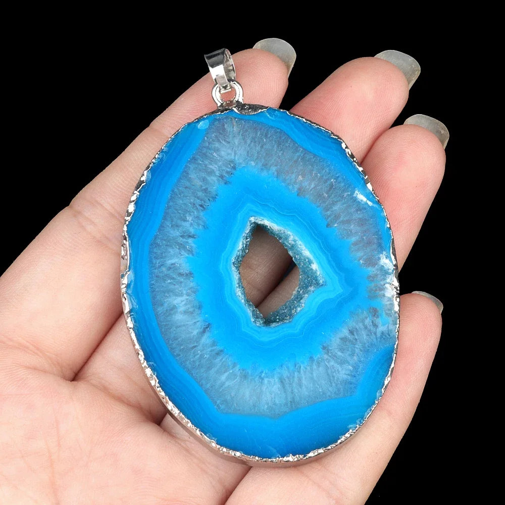 Natural Stone Onyx Pendant Gold Plated Slice Agate Onyx for Trendy Jewelry Making Diy Women Necklace Earring Supply