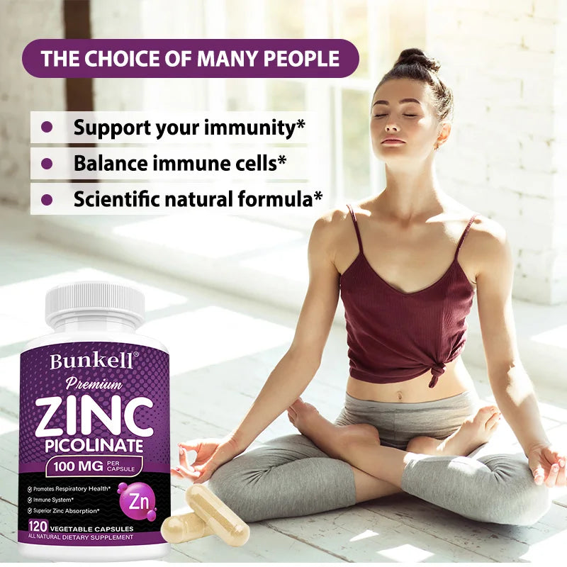 Premium Zinc Picolinate 100mg, High Absorption, Immune Support, Respiratory Health, Energy Production & Sleep Supplement