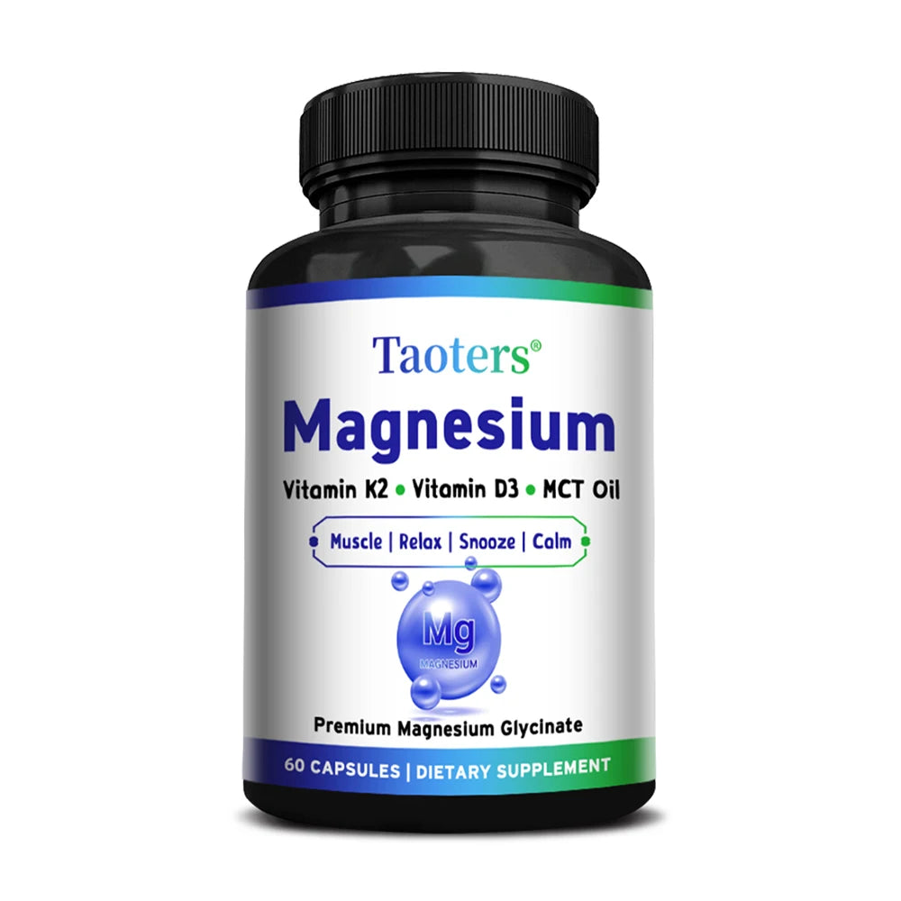 Magnesium Glycinate Capsules - Vitamin K2, D3, Support Bone Joint Wellness, Muscle Recovery, Nerve Mood Balance & Sleep Quality