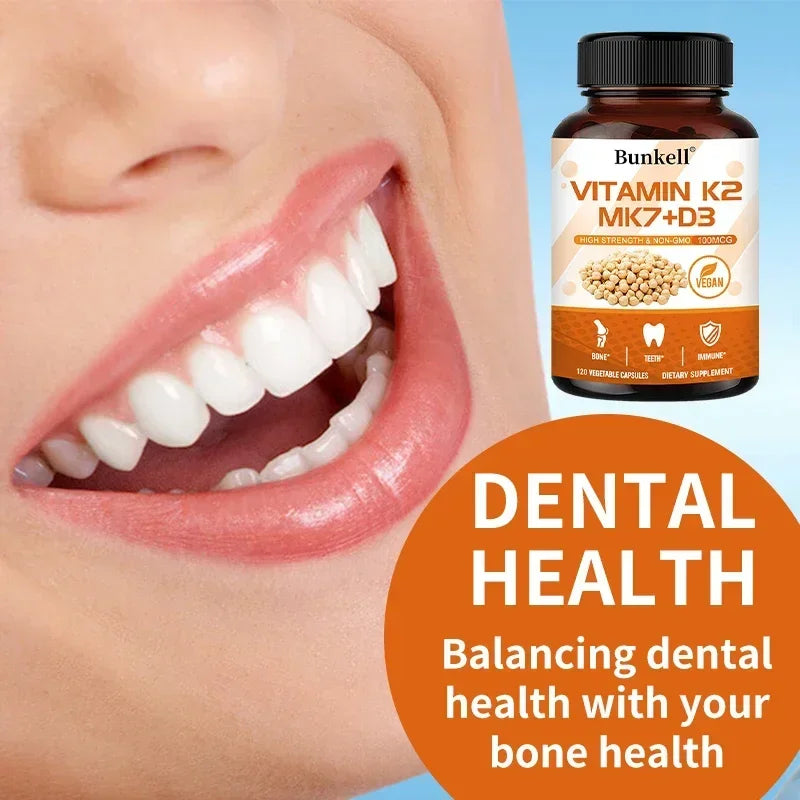 Vitamin K2 MK7 and Vitamin D3 Supplement Capsules, Support Bone Immunity, and Heart Health, Promote Calcium Absorption