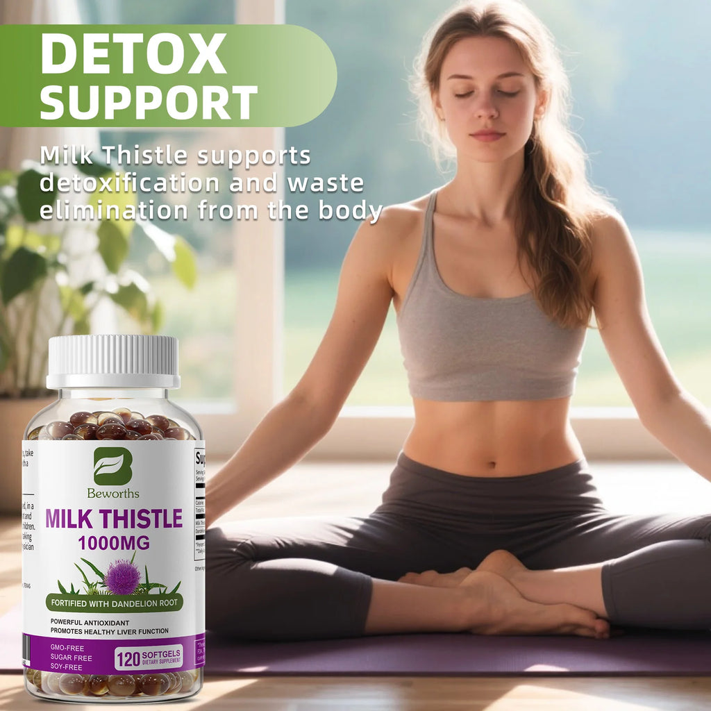 BEWORTHS Milk Thistle Extract Capsule for Liver Health Detox Liver Function Health Skin Care Gut Wellness Gluten Free Vegan