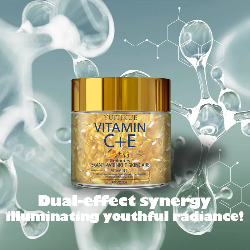 YUITIKUE Vitamin C + E Anti-Wrinkle Capsules - 60g 2-Minute 3x Anti-Aging Skincare for Smooth, Firm & Glowing Skin